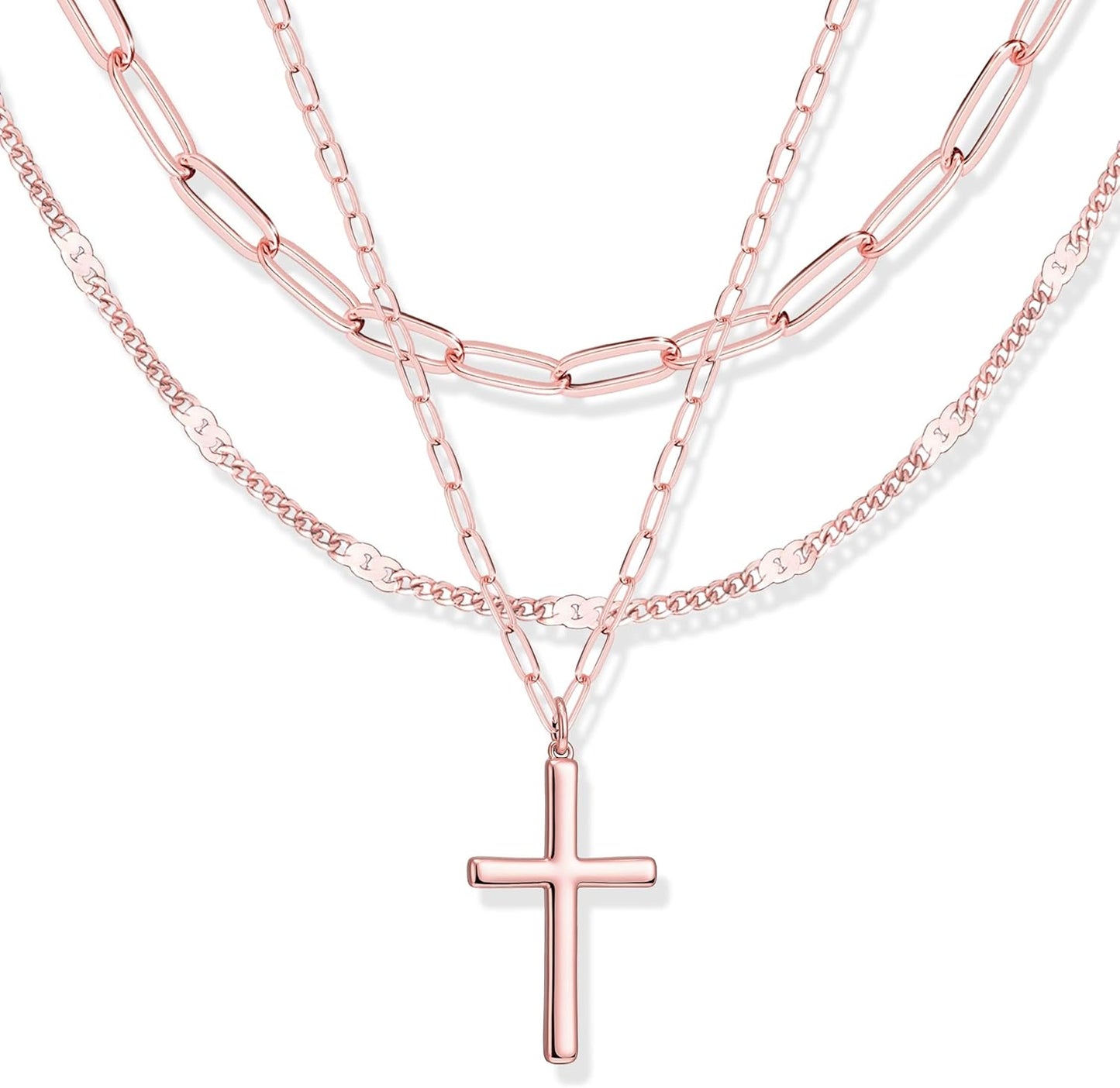 Stackable Dainty 14K Gold Silver Plated Trendy Circle Paperclip Chain Pendant