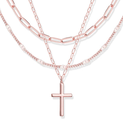 Stackable Dainty 14K Gold Silver Plated Trendy Circle Paperclip Chain Pendant