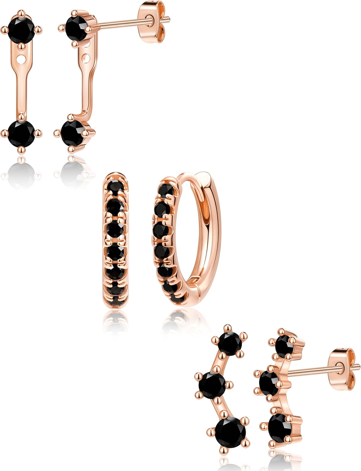 3 Pairs Gold Plated Hypoallergenic Trendy Earrings