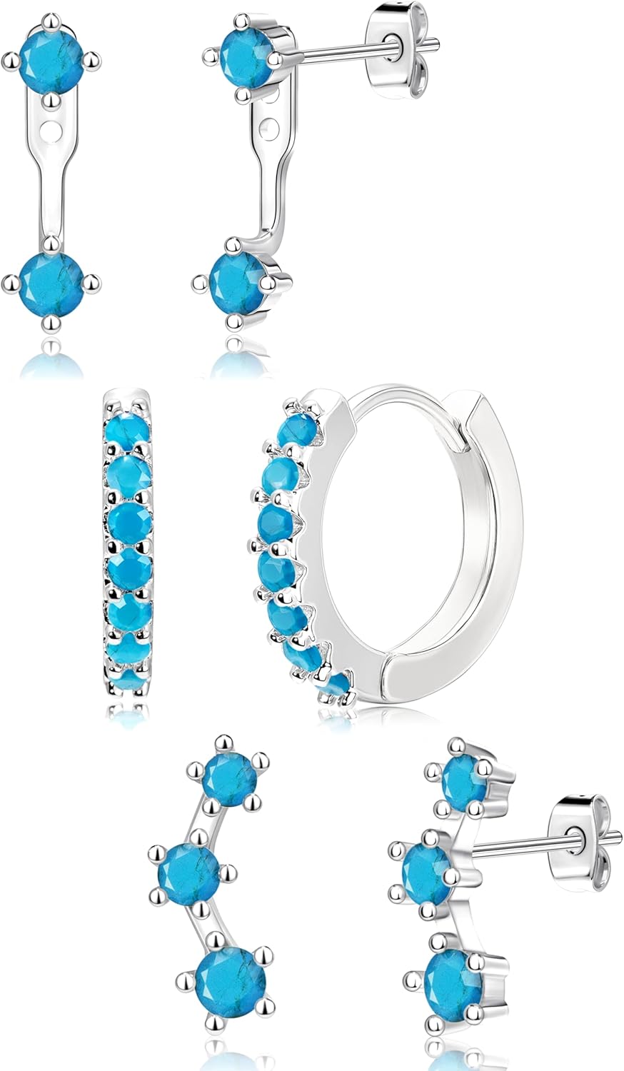 3 Pairs Gold Plated Hypoallergenic Trendy Earrings