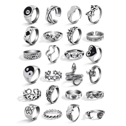 IFKM 25PCS Vintage Silver Knuckle Ring Set