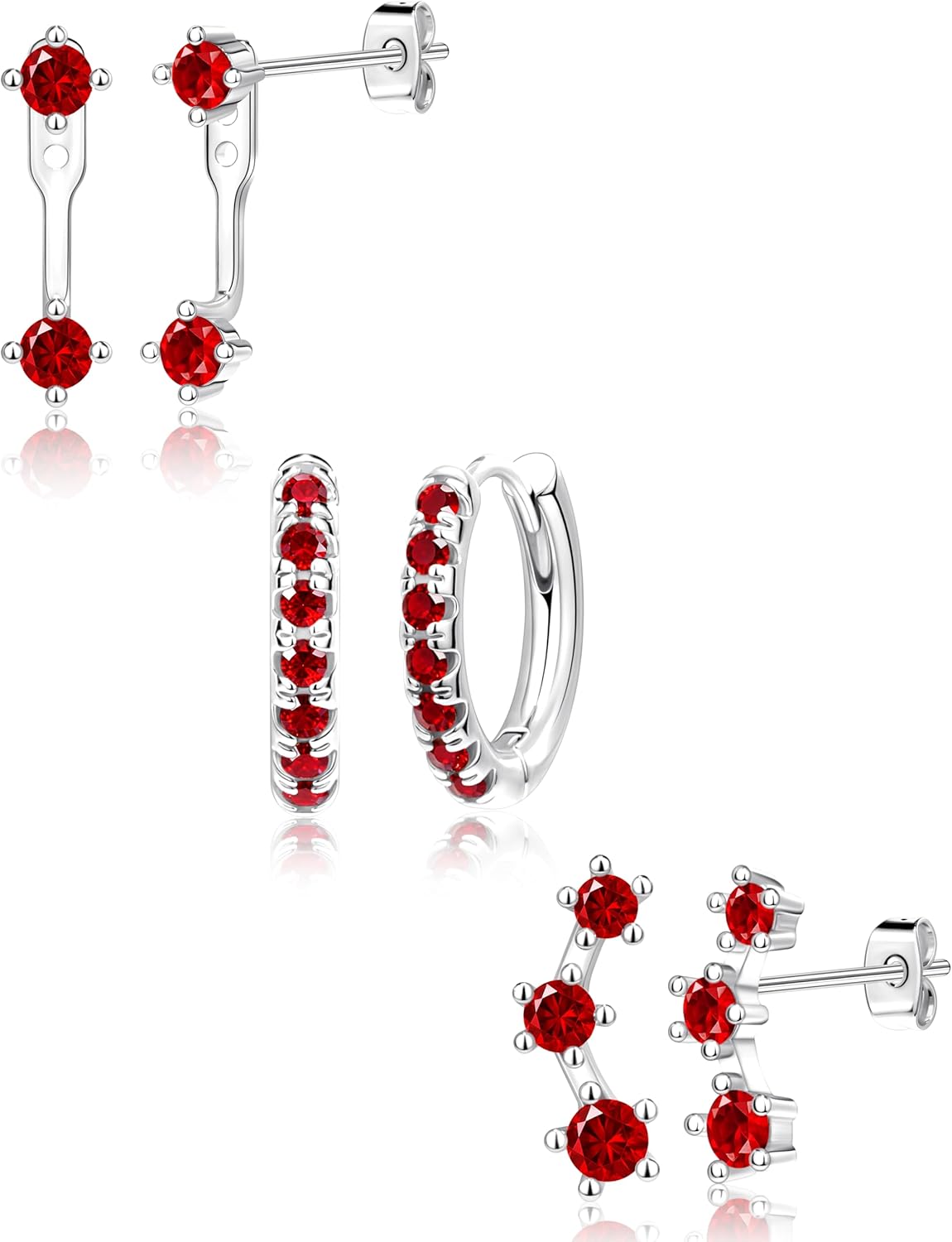 3 Pairs Gold Plated Hypoallergenic Trendy Earrings