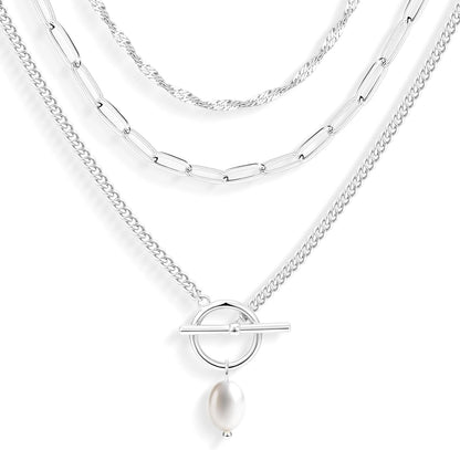 Stackable Dainty 14K Gold Silver Plated Trendy Circle Paperclip Chain Pendant
