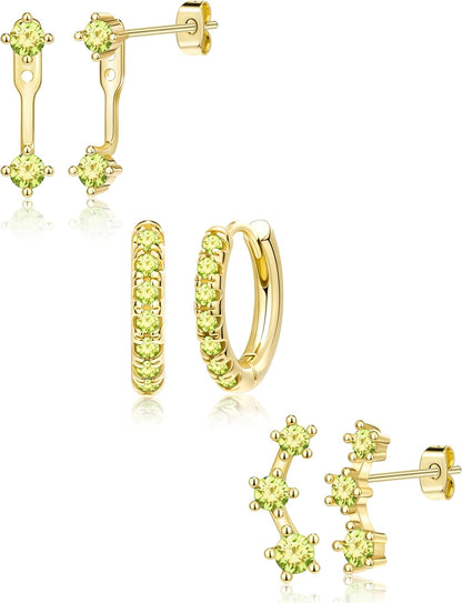 3 Pairs Gold Plated Hypoallergenic Trendy Earrings
