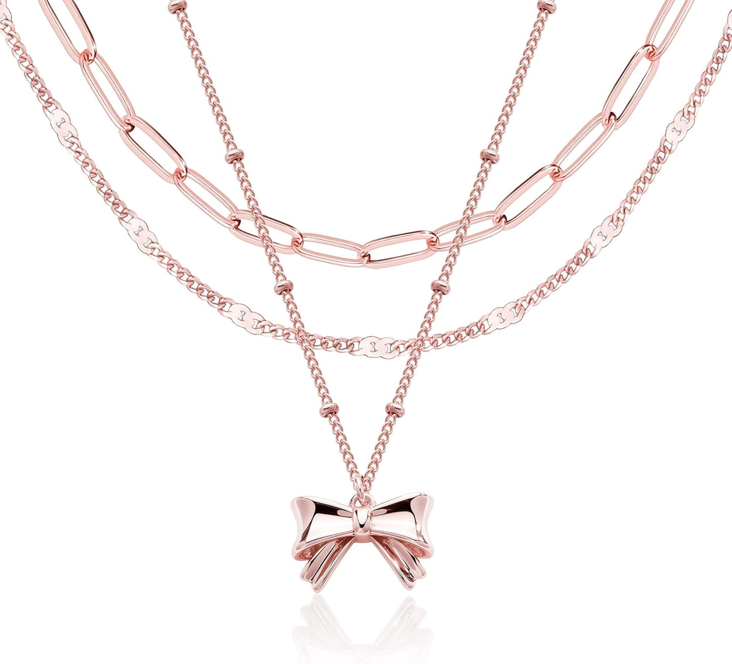 Stackable Dainty 14K Gold Silver Plated Trendy Circle Paperclip Chain Pendant