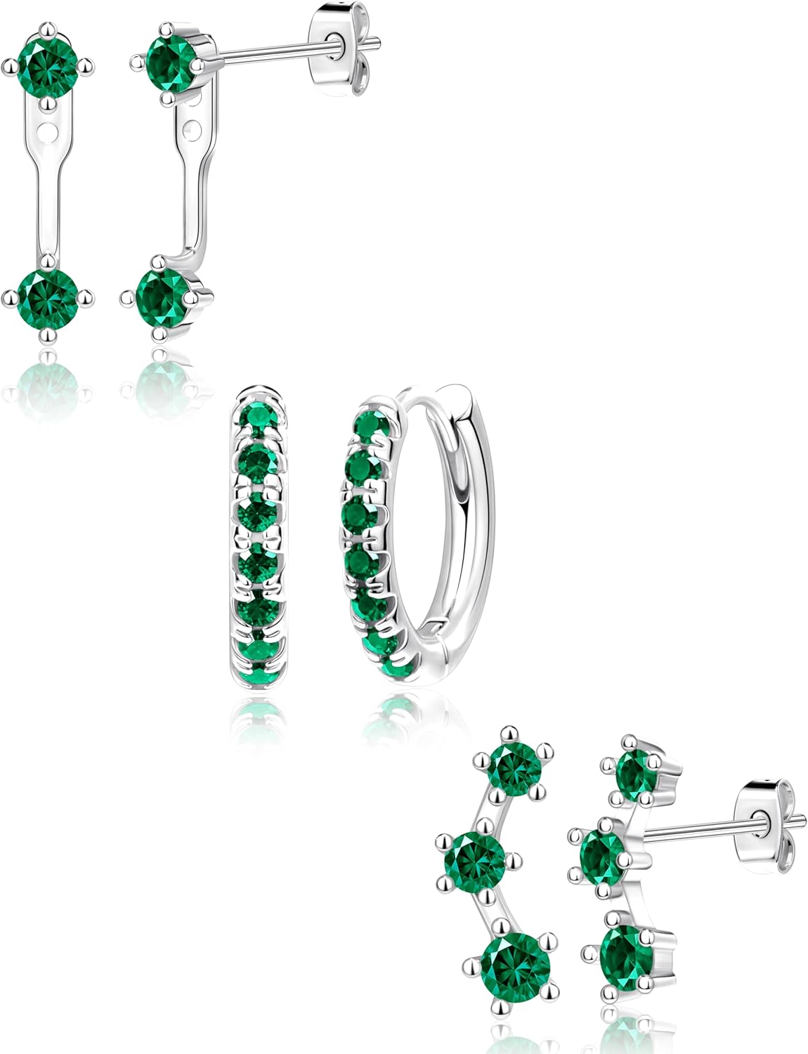 3 Pairs Gold Plated Hypoallergenic Trendy Earrings