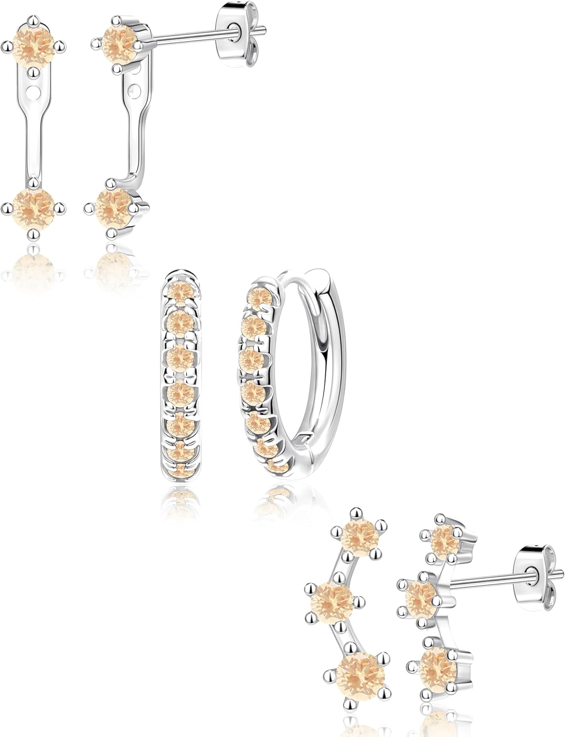 3 Pairs Gold Plated Hypoallergenic Trendy Earrings