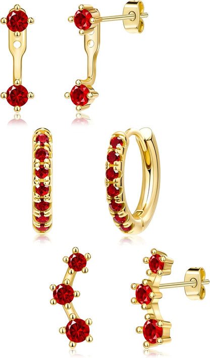 3 Pairs Gold Plated Hypoallergenic Trendy Earrings