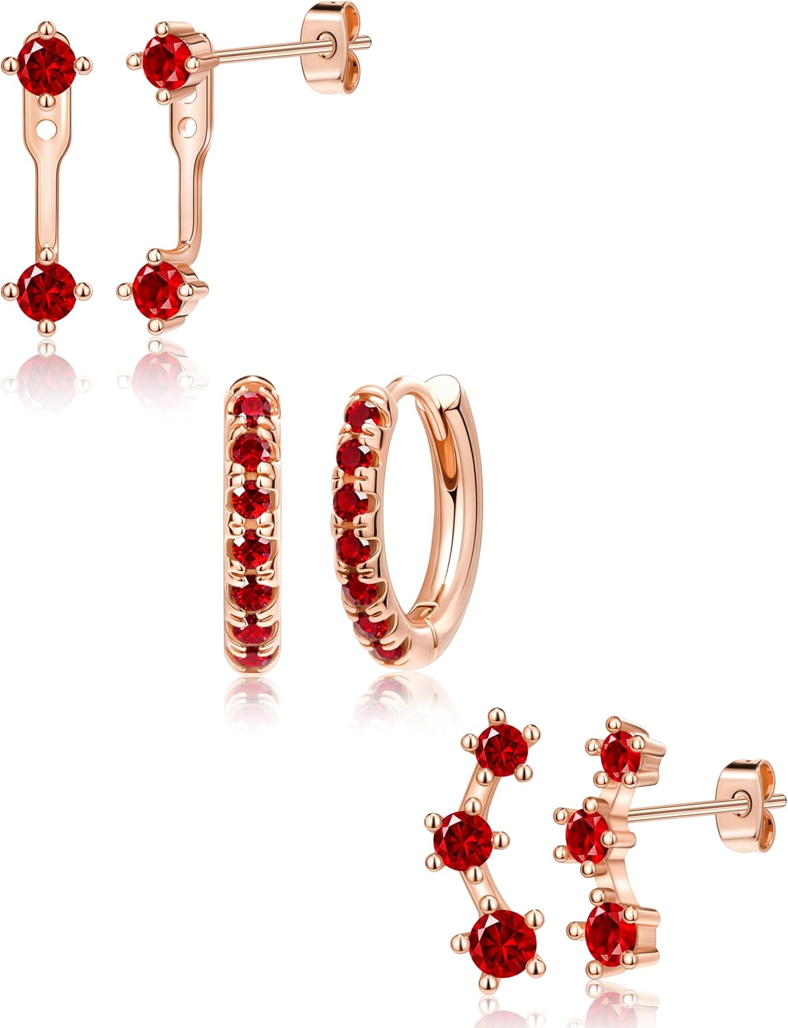 3 Pairs Gold Plated Hypoallergenic Trendy Earrings