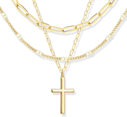 Stackable Dainty 14K Gold Silver Plated Trendy Circle Paperclip Chain Pendant