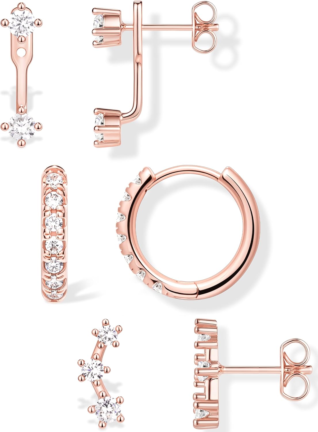 3 Pairs Gold Plated Hypoallergenic Trendy Earrings