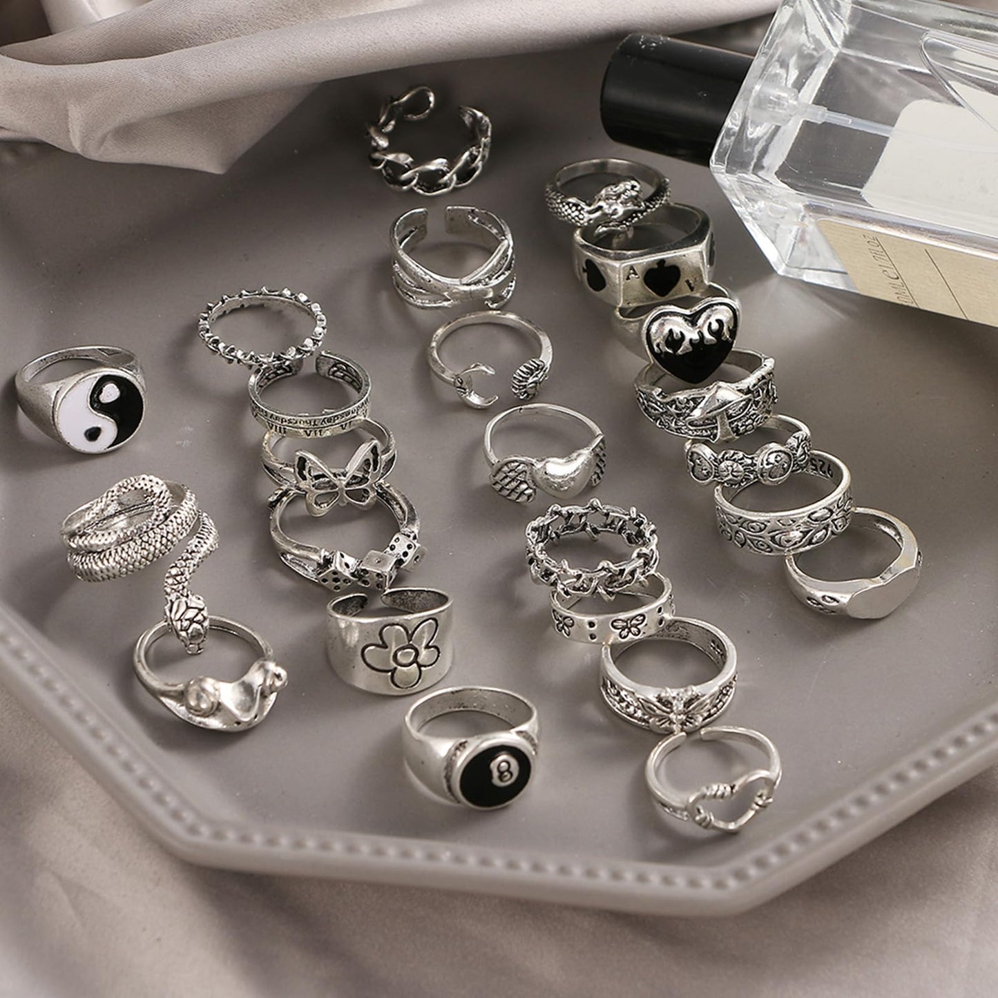IFKM 25PCS Vintage Silver Knuckle Ring Set