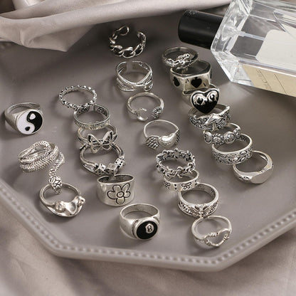 IFKM 25PCS Vintage Silver Knuckle Ring Set