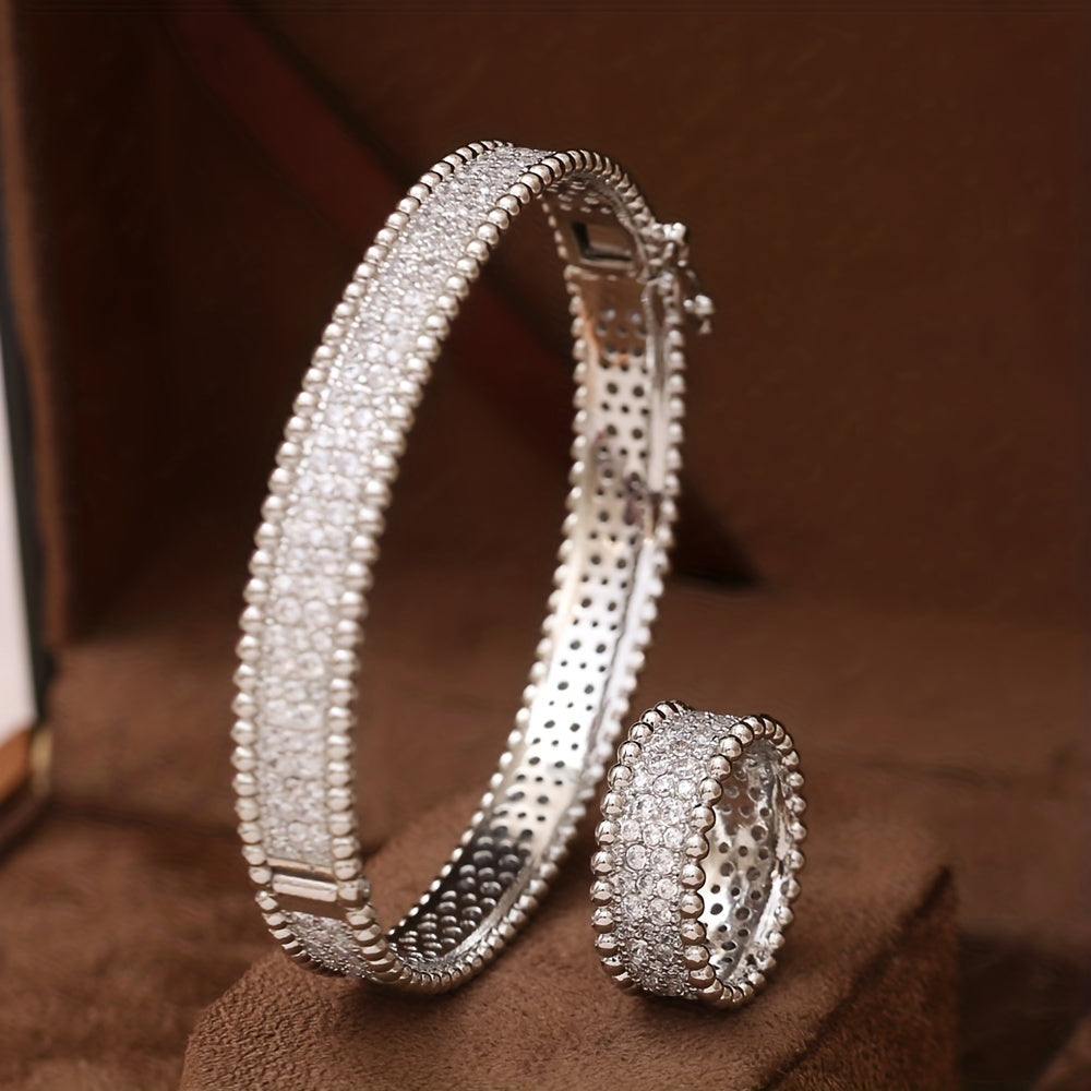 Ring & Bangle with Shining Zirconia