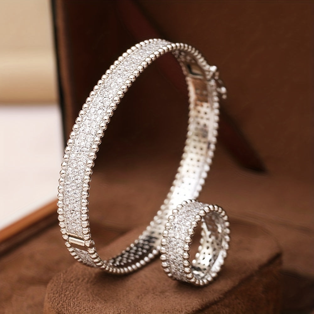 Ring & Bangle with Shining Zirconia