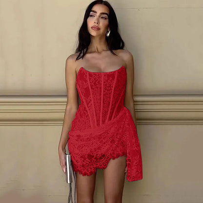 Strapless Lace Dress Party Women Fashion
