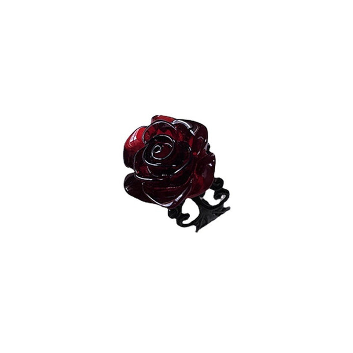 Gothic Red Rose Flower Adjustable Ring