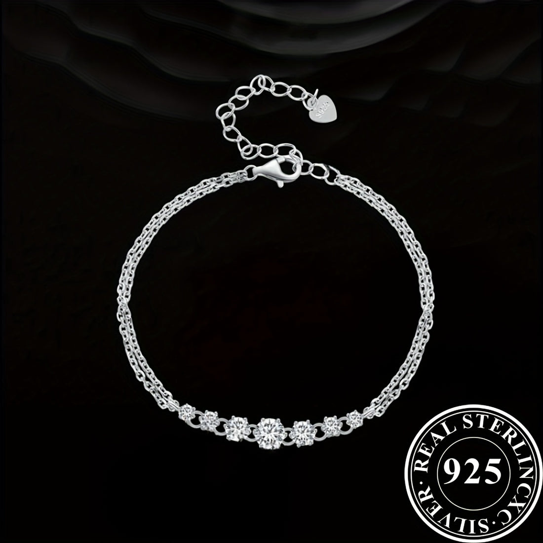 S925 Sterling Silver Moissanite Charm Bracelet