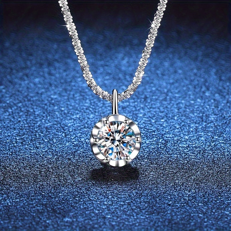 Sterling Silver 1ct Moissanite Crown Pendant Necklace