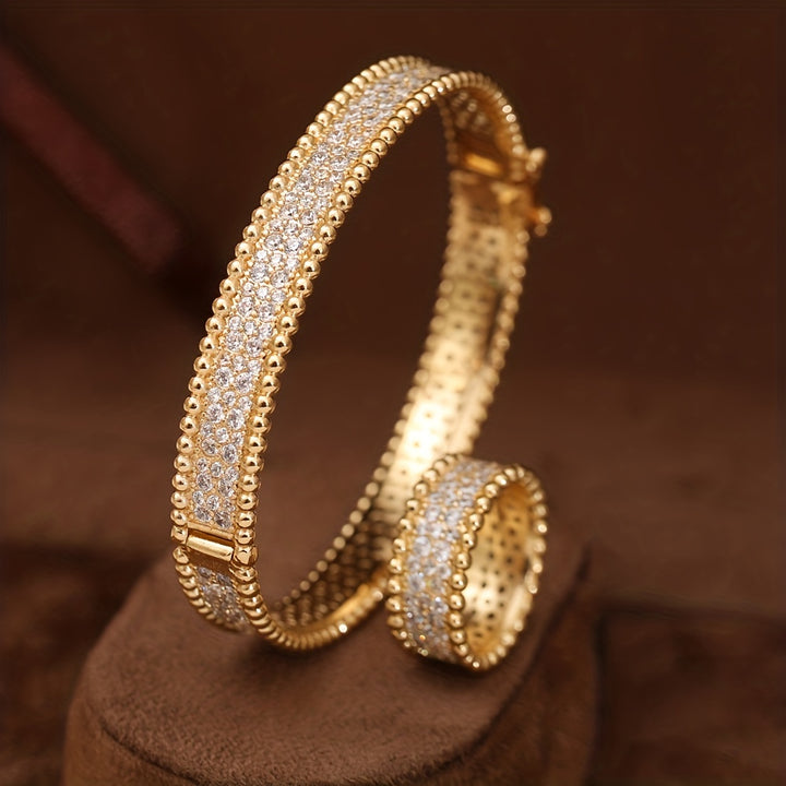 Ring & Bangle with Shining Zirconia