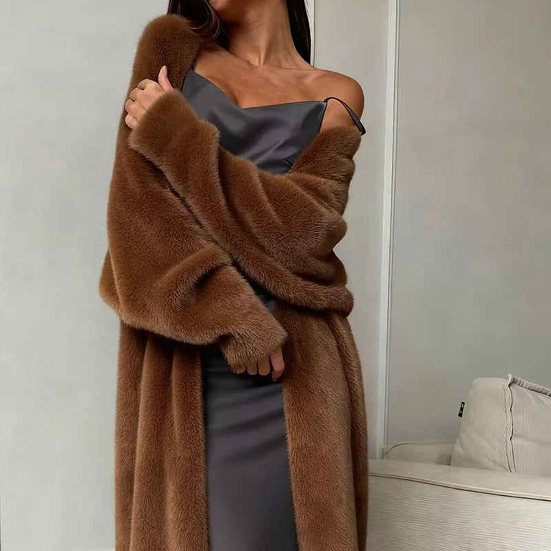 Womens Furry Long Cardigan Duster