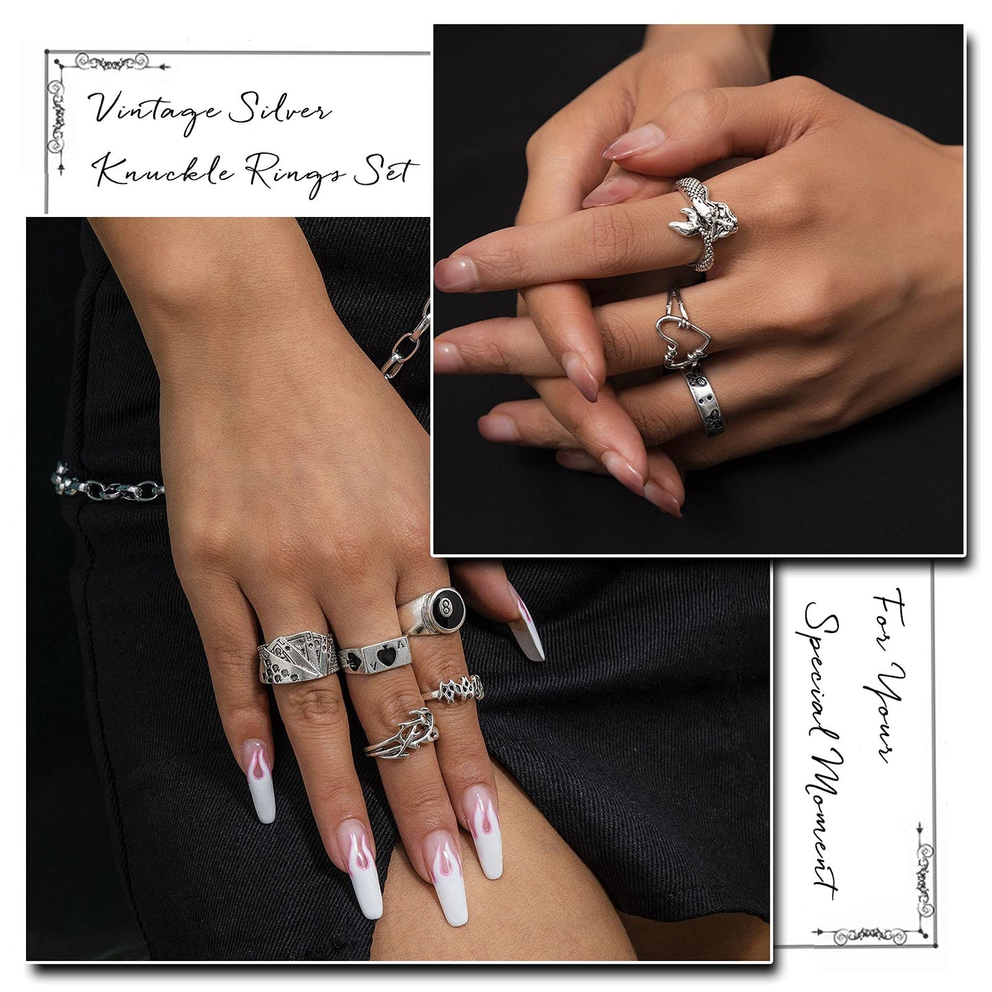 IFKM 25PCS Vintage Silver Knuckle Ring Set
