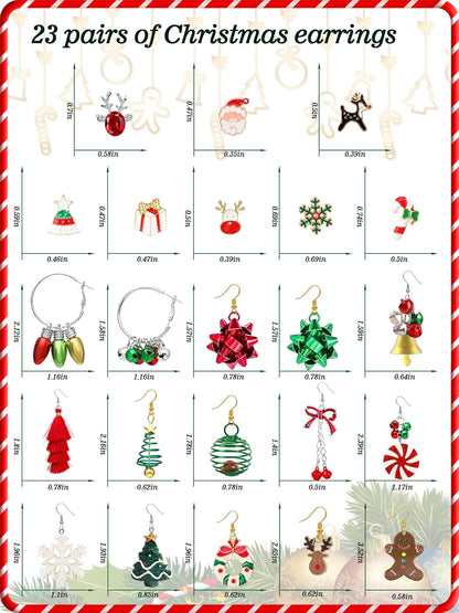 23 Pairs Christmas Dangle Earrings for Women