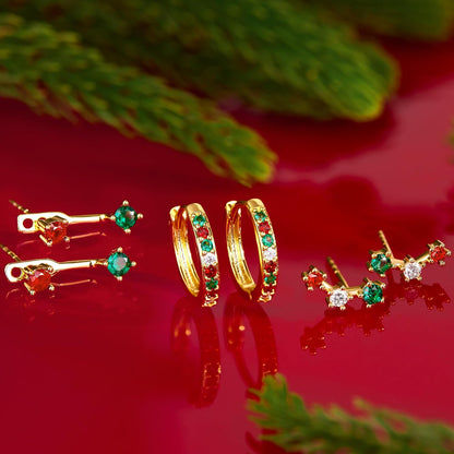 3 Pairs Gold Plated Hypoallergenic Trendy Earrings