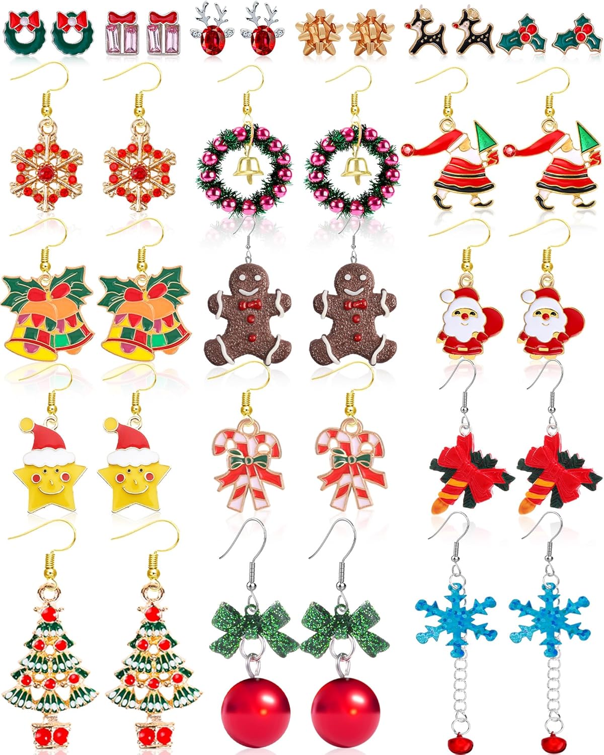 23 Pairs Christmas Dangle Earrings for Women
