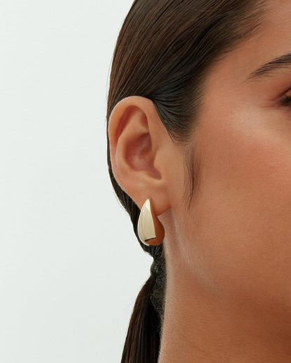 PAVOI 14K Gold Plated 925 Sterling Silver Post Teardrop Chunky Hoop Earrings