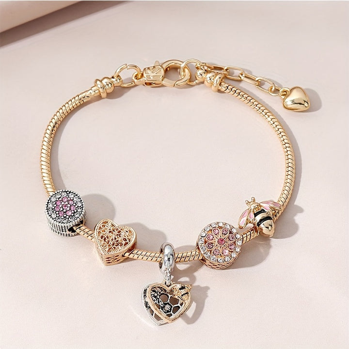 Exquisite Golden Alloy Charm Bracelet