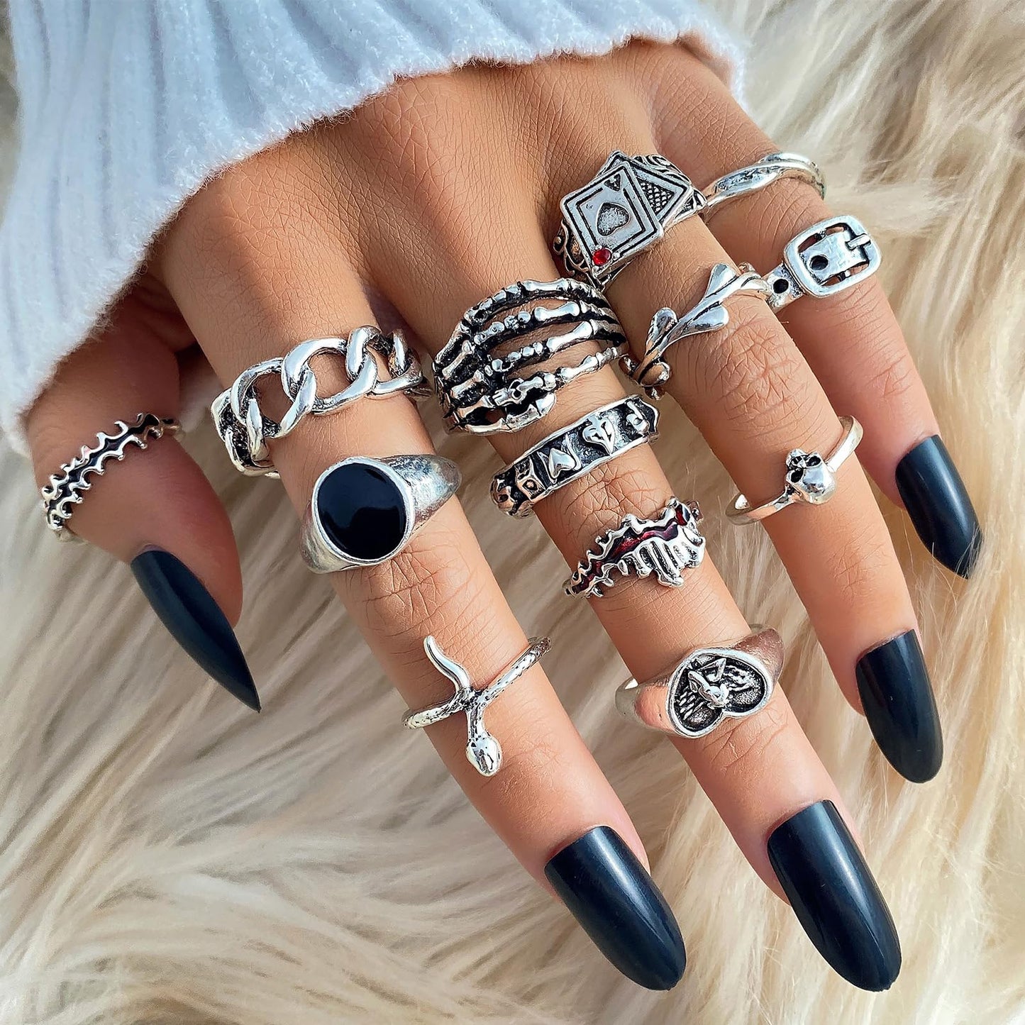 IFKM 25PCS Vintage Silver Knuckle Ring Set