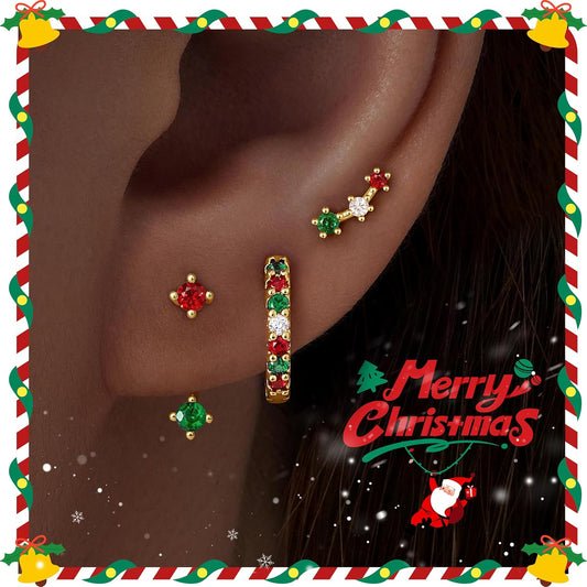 3 Pairs Gold Plated Hypoallergenic Trendy Earrings