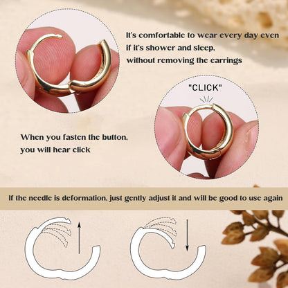 BESTEEL 3Pairs 14K Gold Plated Hoop Earrings Set