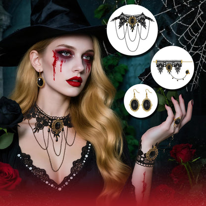 Halloween Goth Witch Jewelry Set
