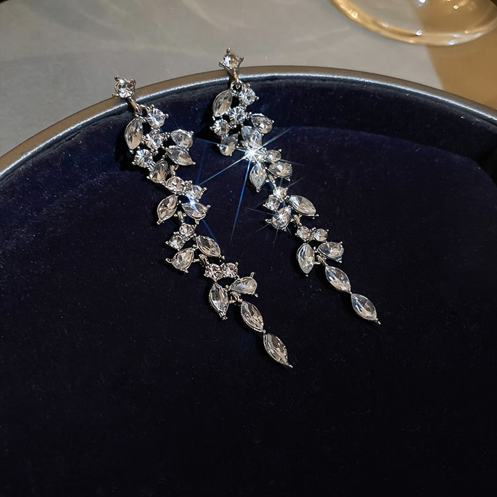 Elegant Rhinestone Long Twig Dangle Earrings for Women