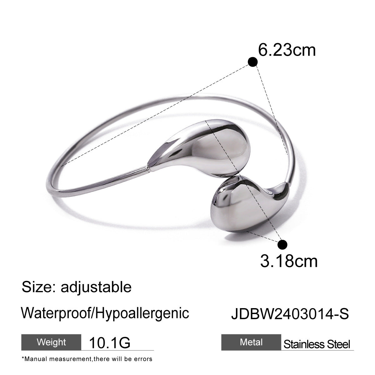 Metallic Irregular Water Drop Twist Adjustable Bangles For Women