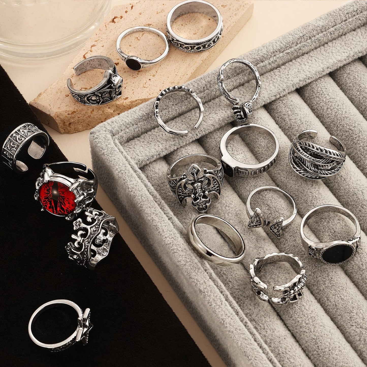 IFKM 25PCS Vintage Silver Knuckle Ring Set