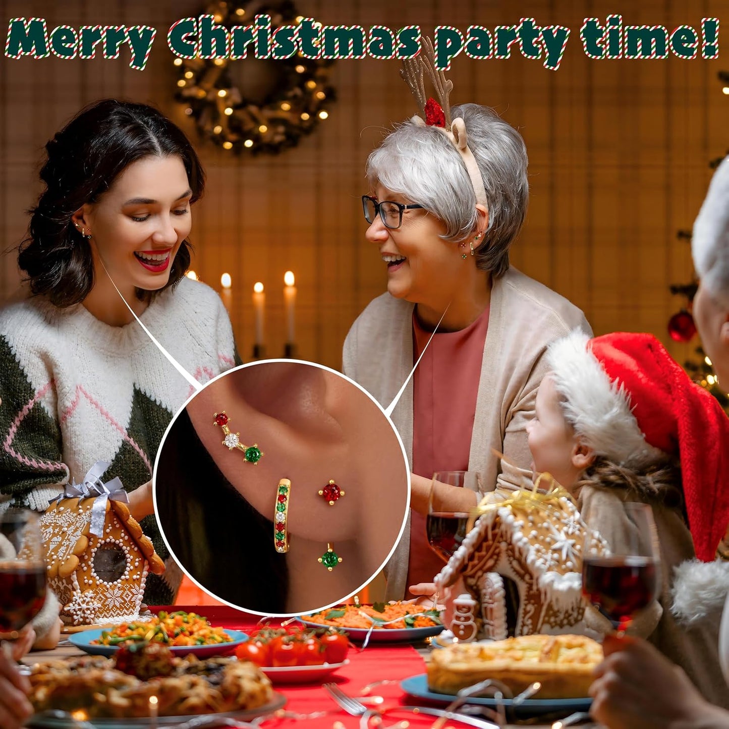 3 Pairs Gold Plated Hypoallergenic Trendy Earrings