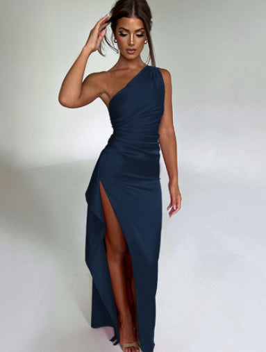 Summer Elegant Slim-fit Solid Color Satin Dresses For Women