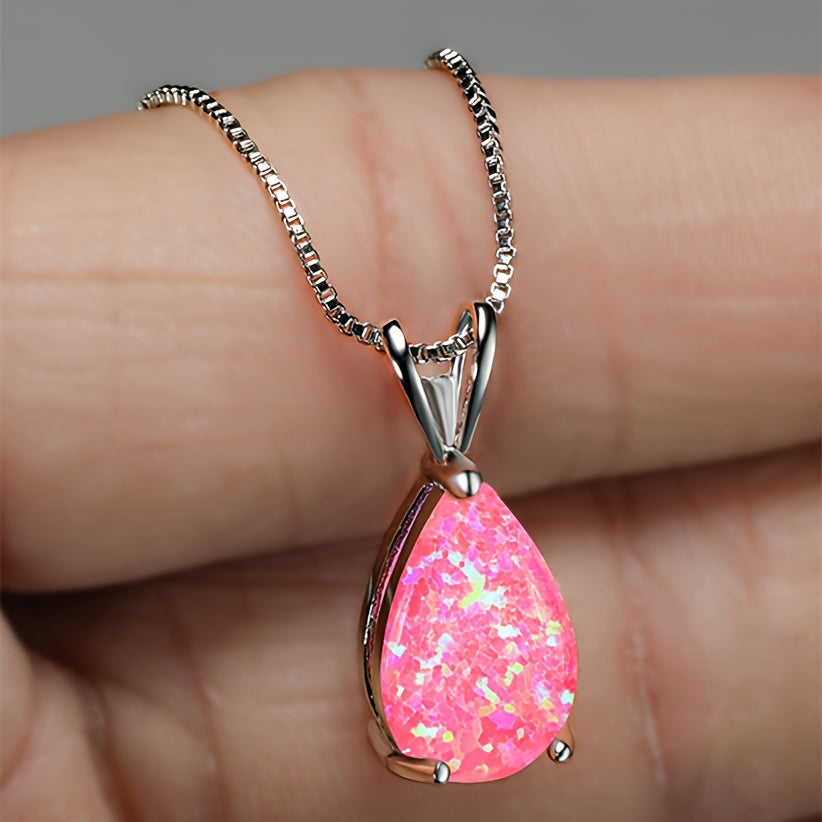 Exquisite Water Drop Opal Pendant Necklace