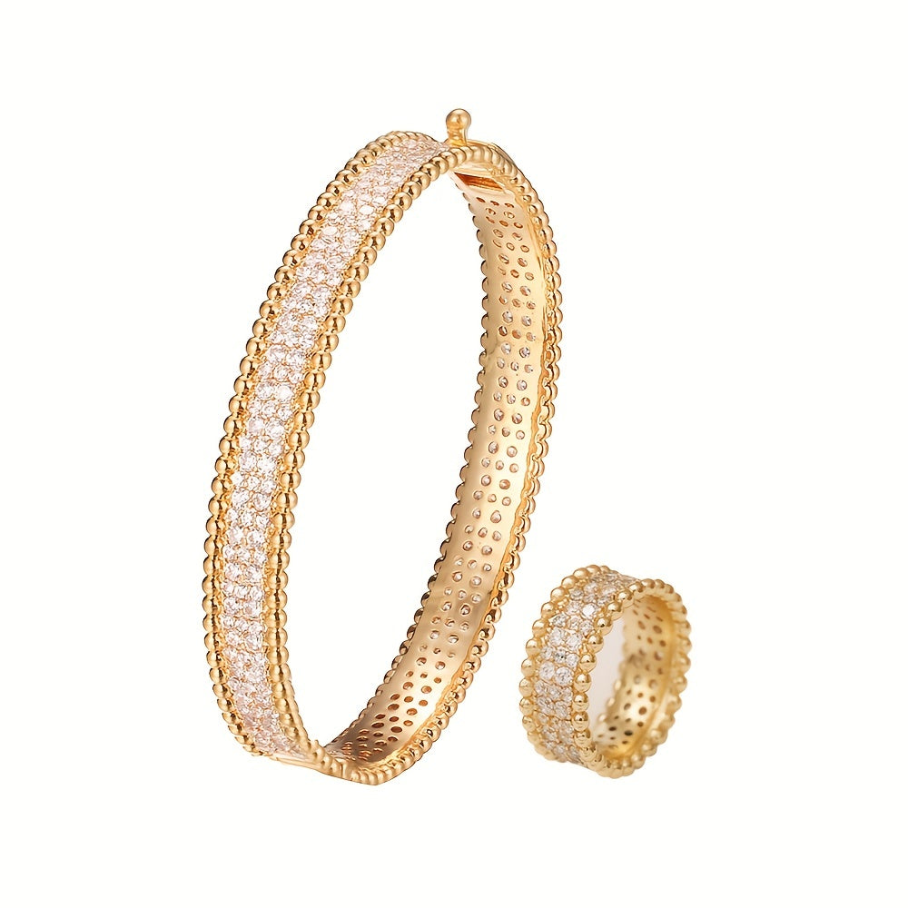 Ring & Bangle with Shining Zirconia