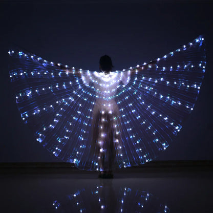 LED Wings Belly Dance Wings Isis Halloween Wings Prop Shining LED Lamp Wings Belly Dance Costumes Accessories Sticks Adult Child