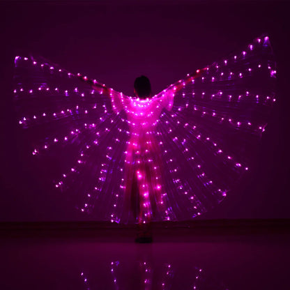 LED Wings Belly Dance Wings Isis Halloween Wings Prop Shining LED Lamp Wings Belly Dance Costumes Accessories Sticks Adult Child