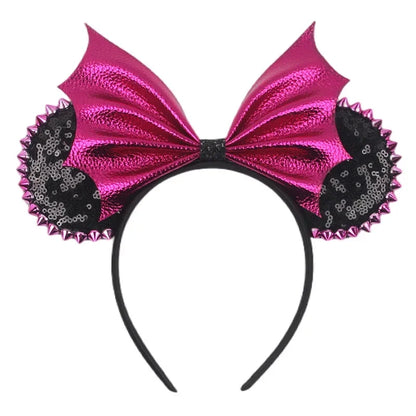 Disney Witch Bat Skeleton Ear Headband For Adults Kids Cosplay Halloween Hairband Women Girls Ghost Bows Party Hair Accessories