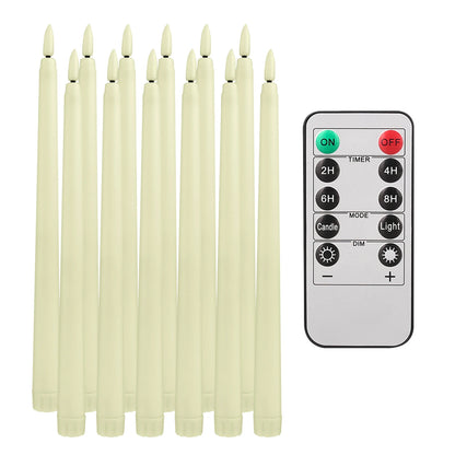 Flameless Taper Candles with Remote Control Flickering LED Candles Taper Warm White Light LED Candlesticks for Christmas Wedding