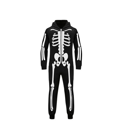 Parent-child Party Scary Skulls Cosplay Suits Luminous Skeleton Shape Costumes for Kids Adults Families Halloween Cos Clothing