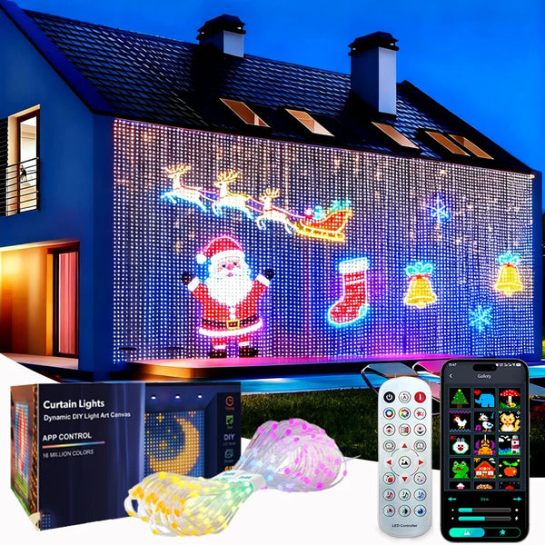1/2PCS Smart LED Curtain Lights LED Fairy Lights App Control Music Sync DIY Pattern Waterproof for Indoor Outdoor Party Decor