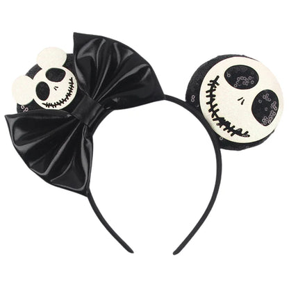 Disney Witch Bat Skeleton Ear Headband For Adults Kids Cosplay Halloween Hairband Women Girls Ghost Bows Party Hair Accessories