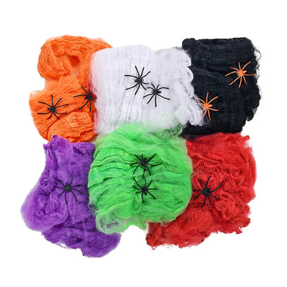 Halloween Decoration White Spider Web Artificial Stretchy Cobweb for Halloween Scary Home Party Scene Props Haunted House Decor